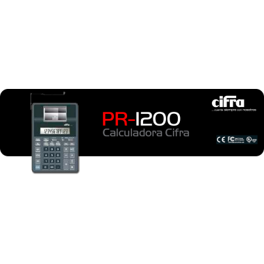 CALC. CIFRA PR-1200 12 DIG. IMPRES. 2 COLORES C/ADP.220V