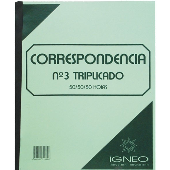 CUAD. CORRESPONDENCIA NÂ°3 TRIPLICADO 50H. IGNEO