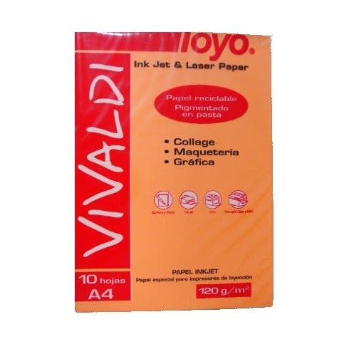 PAPEL VIVALDI TOYO NARANJA A4 120GR. X 10 UND