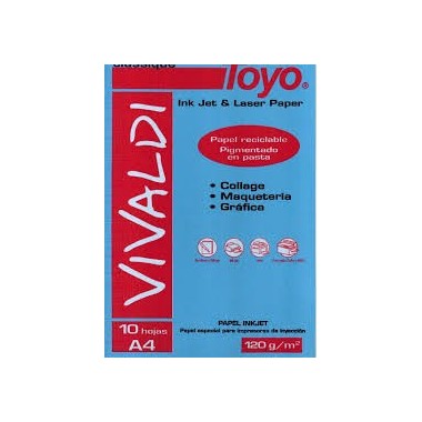 PAPEL VIVALDI TOYO AZUL COBALTO A4 120GR. X 10 UND.