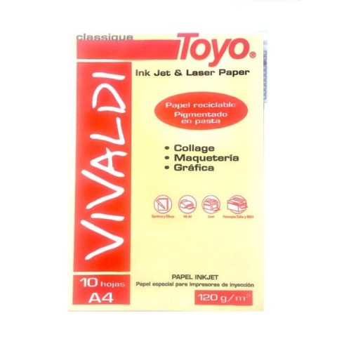 PAPEL VIVALDI TOYO CREMA A4 120GR. X 10 UND.