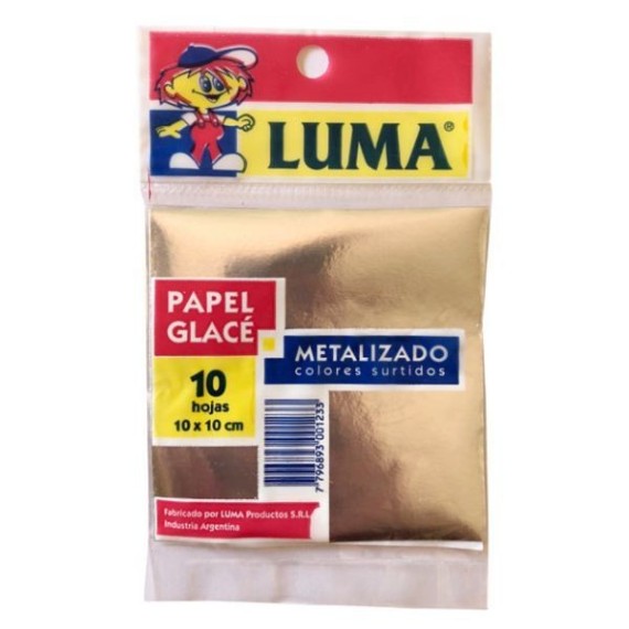 PAPEL SATINADO METALIZADO LUMA X 10 HOJAS