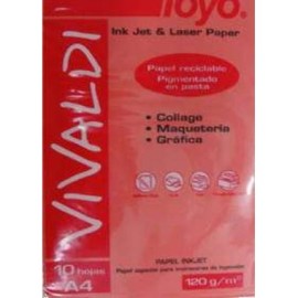 PAPEL VIVALDI TOYO ROJO A4 120GR X 10 UND.