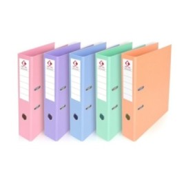 BIBLIORATO A4 THE-PEL PVC PASTEL LILA/VERDE/ROSADO