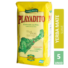 PACK 5UND X 1KG YERBA MATE PLAYADITO SUAVE