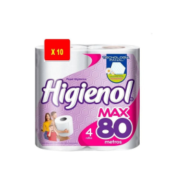 BULTO X 10 PAPEL HIGIENICO HIGIENOL MAX 4UND X 80MTS