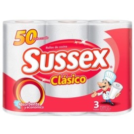 SERVILLETAS ROLLO SUSSEX CLASICO 3U X 50 PAÑOS